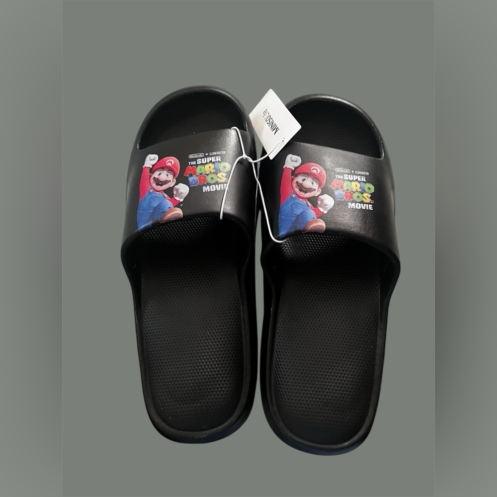 *new* Super Mario Black Slide Sandals